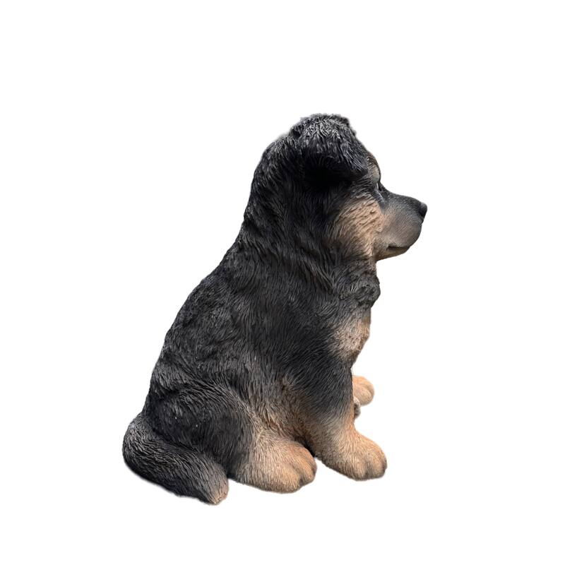 German Shepherd Outdoor Garden Statue - 10.5" - Black and Tan