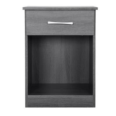 1-Drawer Nightstand with Open Shelf - 24" - Gray