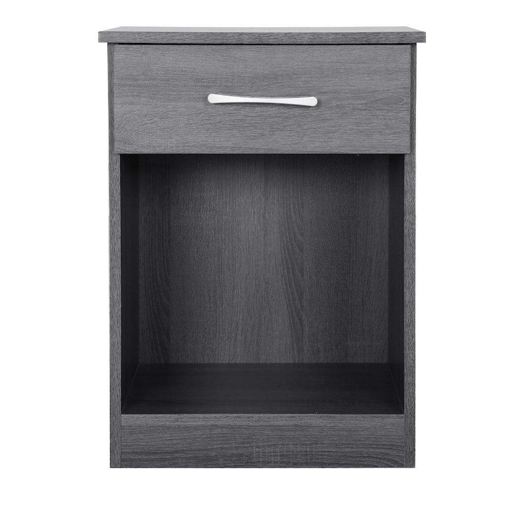 1-Drawer Nightstand with Open Shelf - 24" - Gray