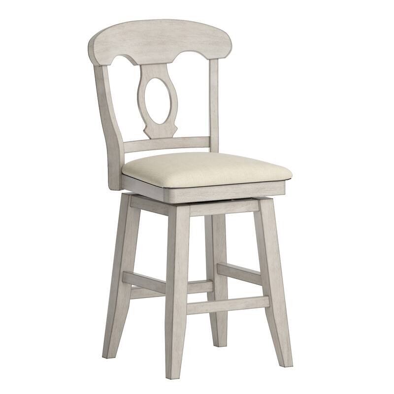 Eleanor Napoleon Back Wood Swivel Chair by iNSPIRE Q Classic - Counter Height - Antique White