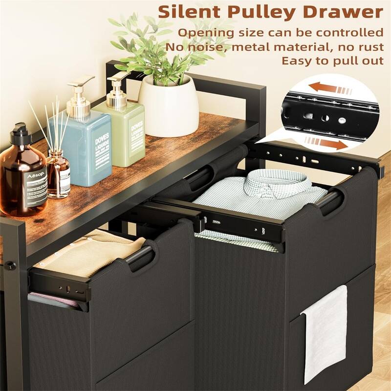 Laundry Hamper with Shelf - 28.8"L x 11.8"W x 28.3"H