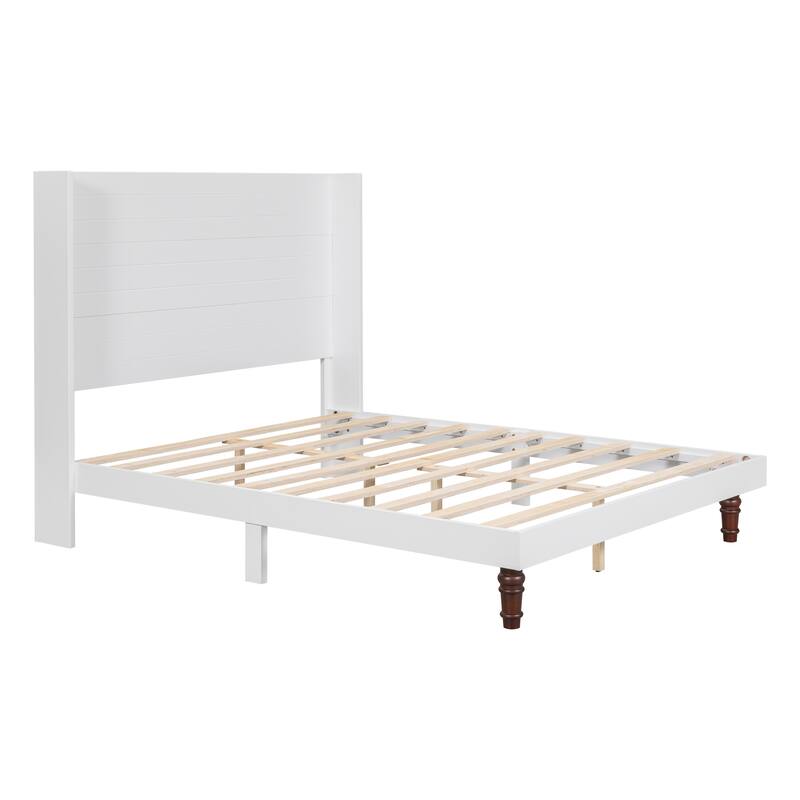 Queen Platform Bed with High Headboard & Comfortable Back