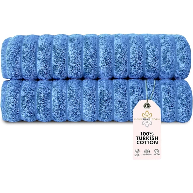 Brampton Premium Turkish Cotton 2 Piece Bath Towels Set Heavyweight - Blue
