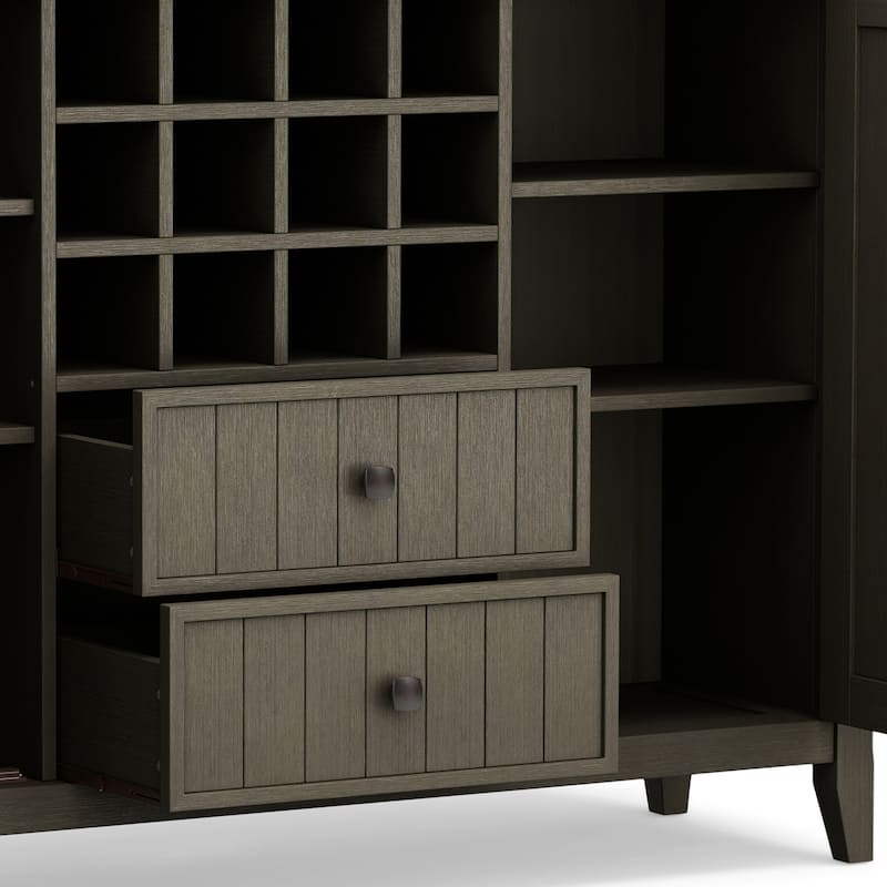 WYNDENHALL Freemont SOLID WOOD 54 inch Wide Transitional Sideboard Buffet and Wine Rack - 54 W x 17 D x 36 H