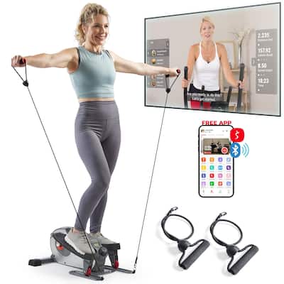 Smart Heavy-Duty Mini Elliptical with Resistance Bands E323054 - Gray - 27 x 18.5 x 10.4 inches