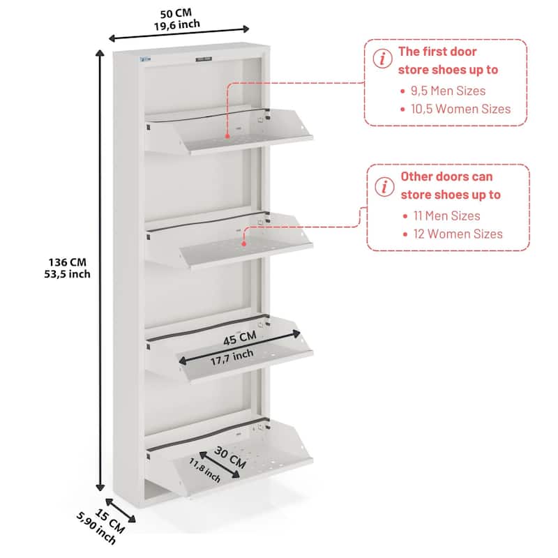 Antibacterial 4 Tier metal shoe cabinet front holes
