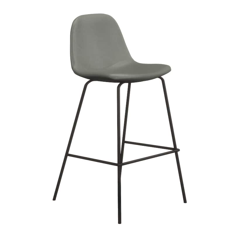 Maxine Vegan Leather Counter Height Stools Black Legs (Set of 2) - Slate Vegan Leather