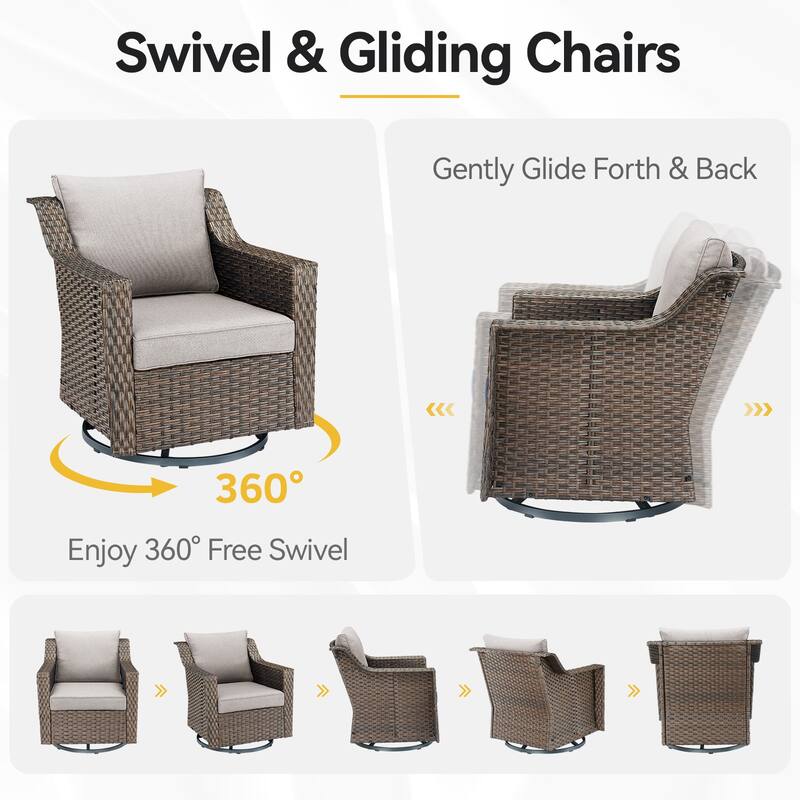 Wicker Outdoor Swivel Rocker Patio Chairs