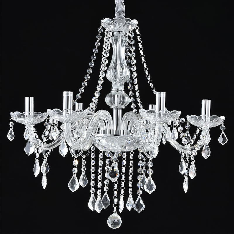 Elegant K9 Crystal Chandelier Modern 6-Light Ceiling Lamp Pendants - N/A
