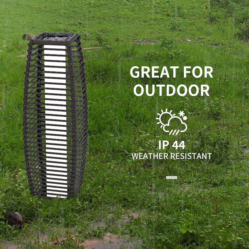 Outsunny Solar Floor Lamp, Outdoor Rattan Garden Lantern Pathway Light & Decorative Driveway Lighting