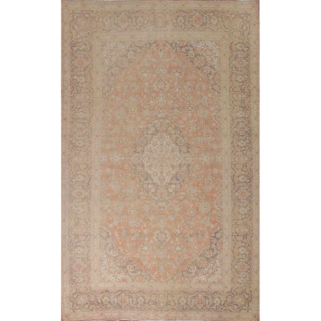 Traditional Kashan Persian Rug Hand-knotted Vintage Wool Carpet - 8'4" x 11'5"