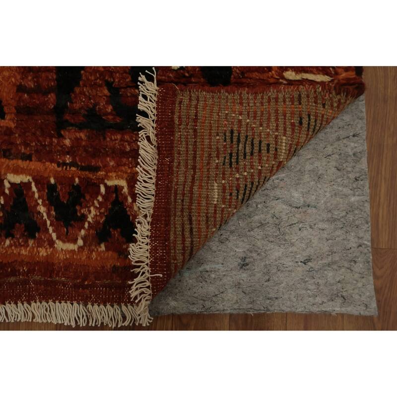Hand Knotted Oriental 100% Wool Carpet Modern Tribal Oranges & Rust Moroccan Area Rug - 10' 0'' X 6' 8''