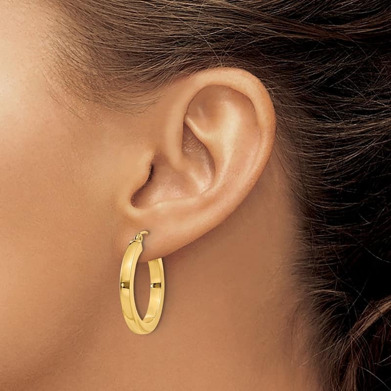 Curata 14k Yellow Gold Polished Square Hoop Earrings - 25x25mm