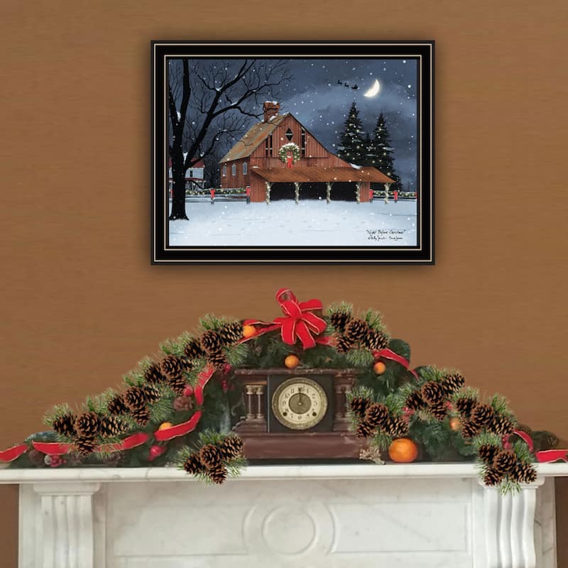 Christmas Night Before Christmas Framed Wall Art - Black Frame Print for Living Room Bedroom Home Decor
