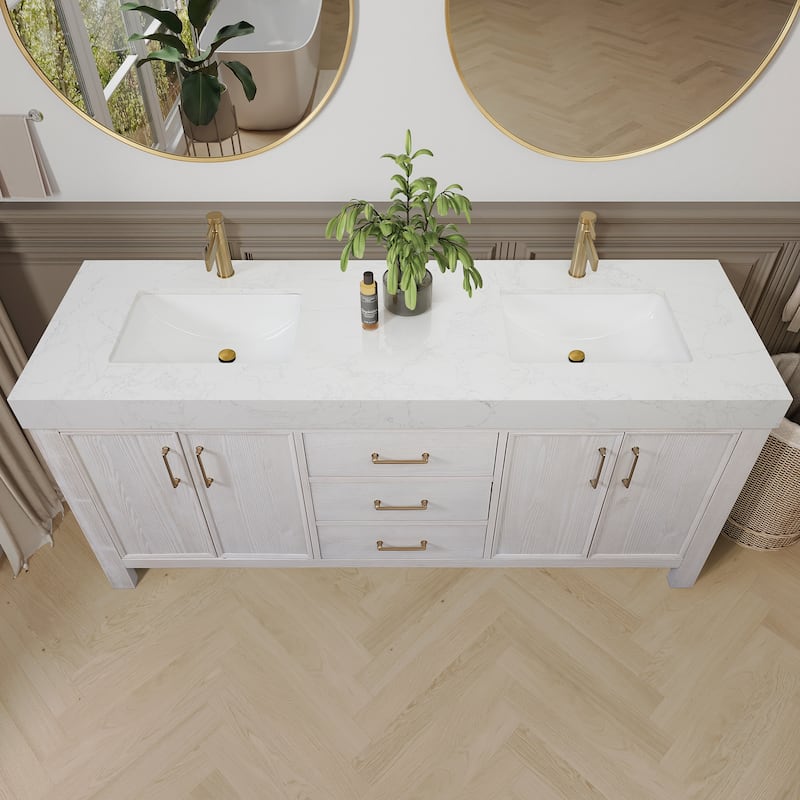 Miseno MV-LEON72-LWT León 72" Free Standing Double Basin Vanity Set