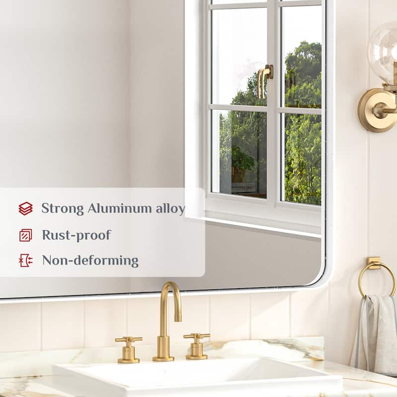Keonjinn Rectangular Modern Aluminum Framed Bathroom Vanity Mirror, White