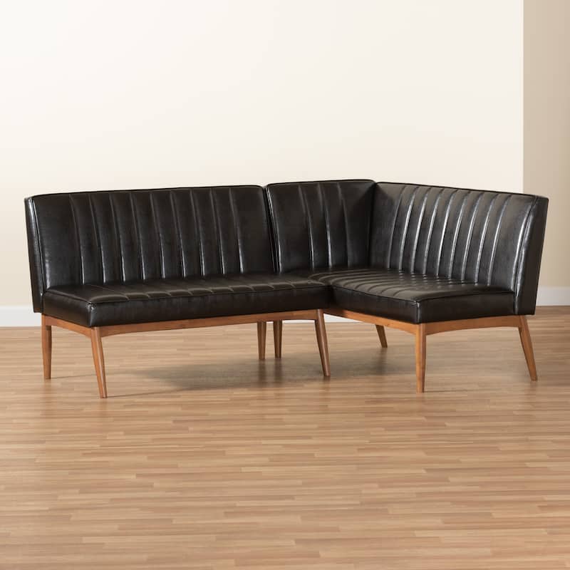 Daymond Mid-Century Modern 2-Piece Dining Nook Banquette Set