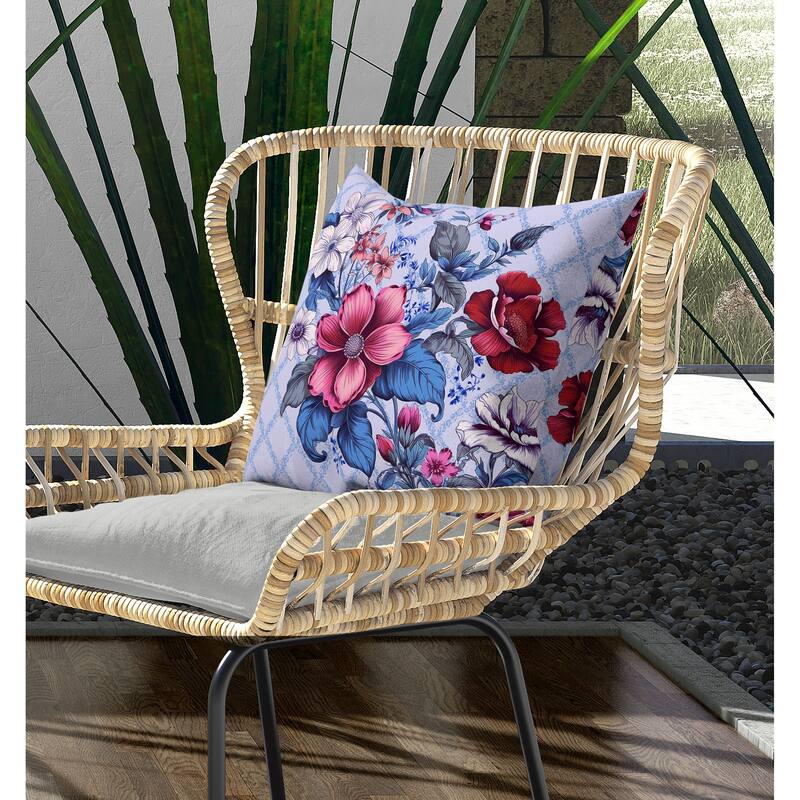 Wildflower Artistry Indoor/Outdoor Reversible Throw Pillow Blue and Red