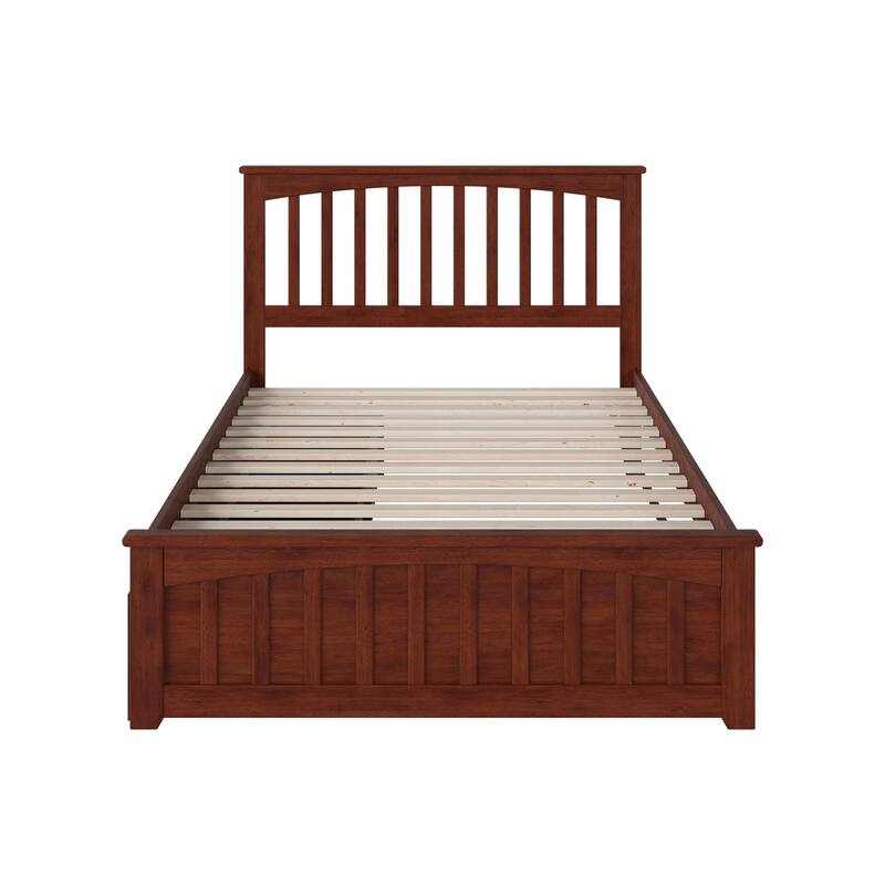 Mission Full Platform Bed with 2 Bed Drawers in Walnut