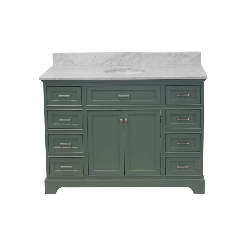 KitchenBathCollection Aria 60" Single Bathroom Vanity with Carrara Marble Top