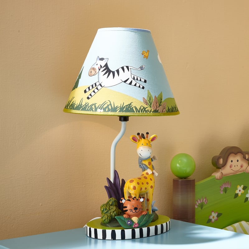 Fantasy Fields - Sunny Safari Table Lamp - N/A - Blue/Multi-Color - 9 x 9 x 15.5