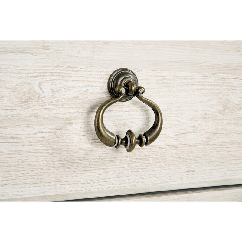 Isla Wide Dresser, 6 Drawers, Brown Wood Finish Top, Rustic Whitewash