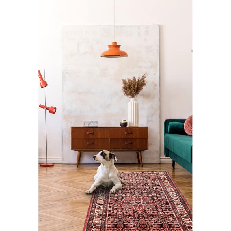 ECARPETGALLERY Hand-knotted Andelz Black, Red Wool Rug - 3'8 x 9'2