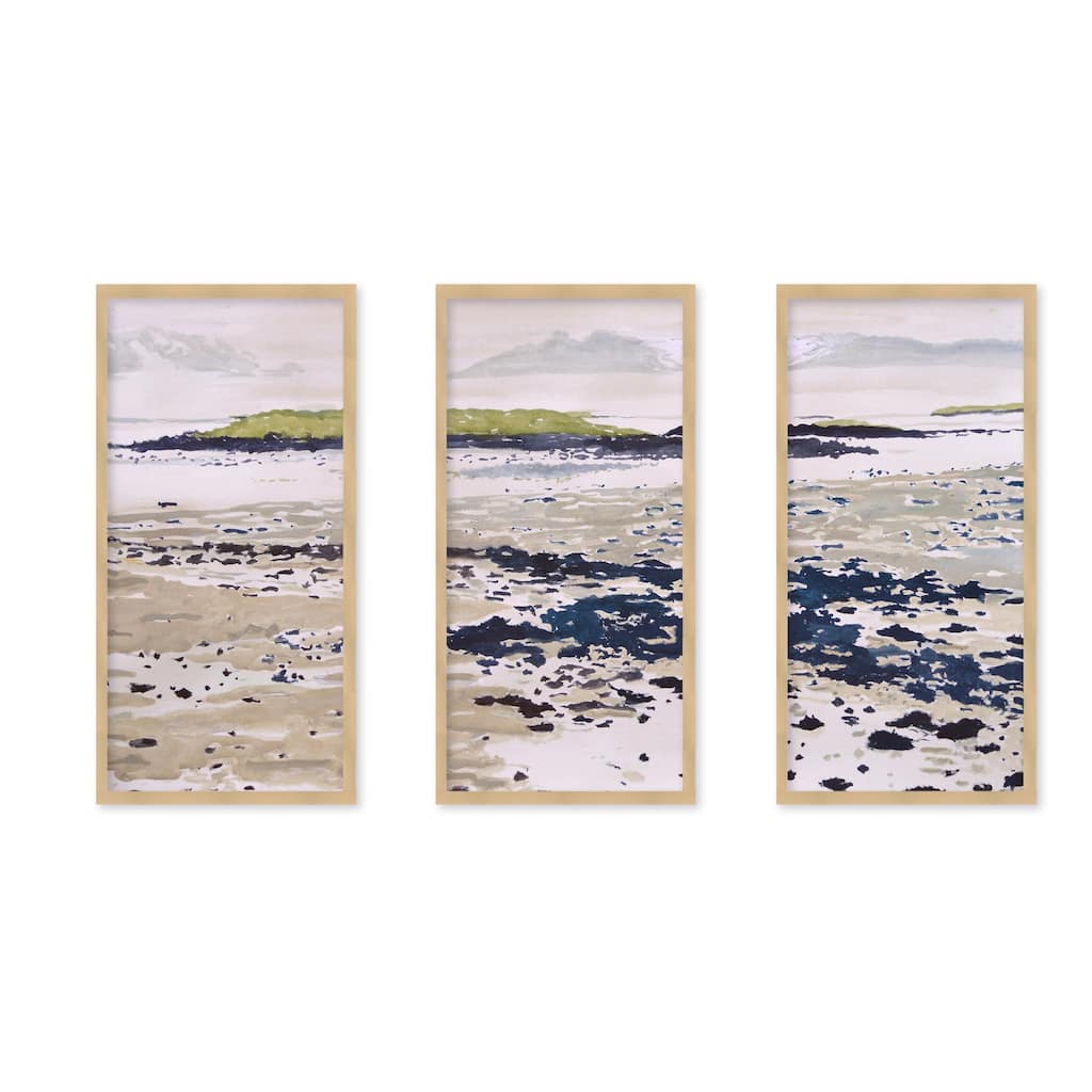 "Ethereal Shores" Set of Three Framed Textured Wall Art - Multi-Color