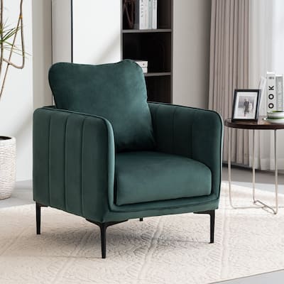 Nora Modern Velvet Accent Chair for Bedroom with Metal Legs