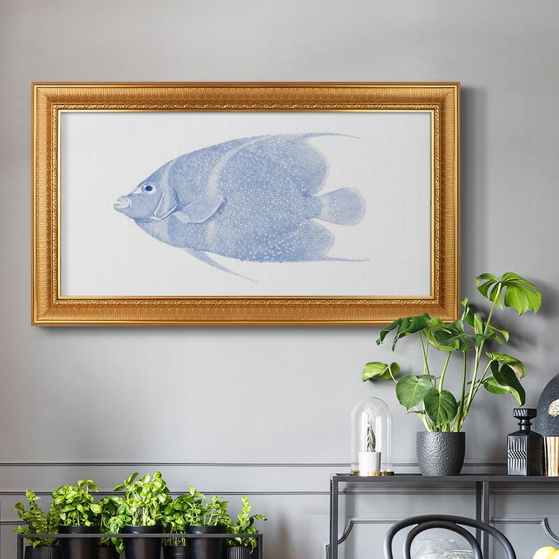 Blue & White Tropical Fish V Premium Framed Canvas- Ready to Hang