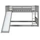 preview thumbnail 5 of 16, Full over Full Multiple Functional Bunk Bed with Slide and Ladder in Grey Color,Modern & Clean Design,No Box Spring Needed