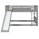 preview thumbnail 10 of 15, Grey Full over Full Wood Bunk Bed with Slide and Ladder for Kids, Boys and Girls