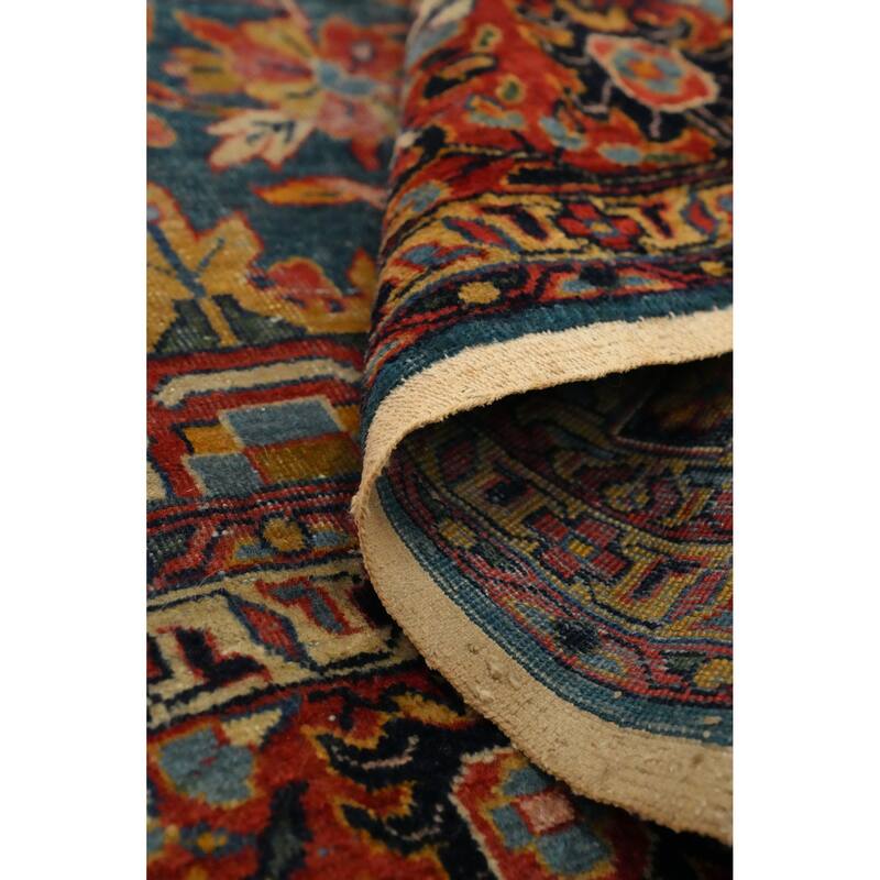 Hand Knotted Oriental 100% Wool Carpet Traditional Floral Navy Blue & Blues Sultanabad Area Rug - 10' 5'' X 6' 9''