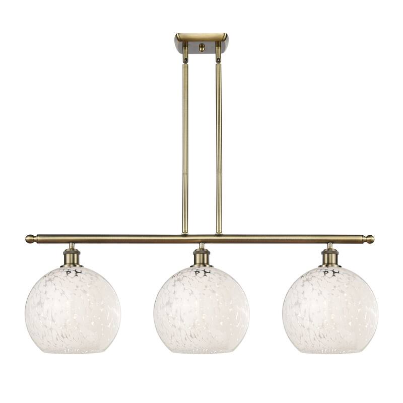 Innovations Lighting 516-3I-13-37-White Mouchette-Indoor Pendant White - Antique Brass / White Mouchette