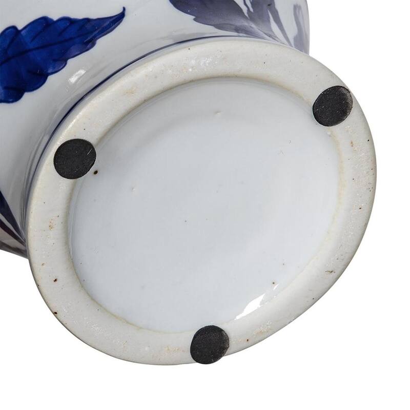 10" Blue And White Floral Round Porcelain Table Vase - 6.50