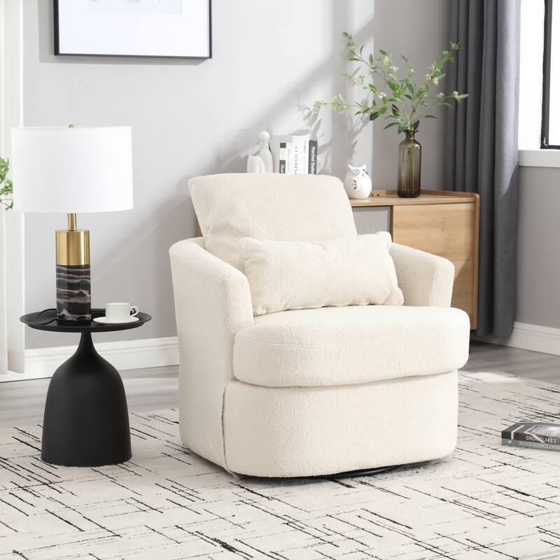 Comfy Round Accent Sofa Chair for Living Room, 360 Degree Swivel Barrel Club Chair for Nursery, Hotel, Bedroom, Office, Lounge