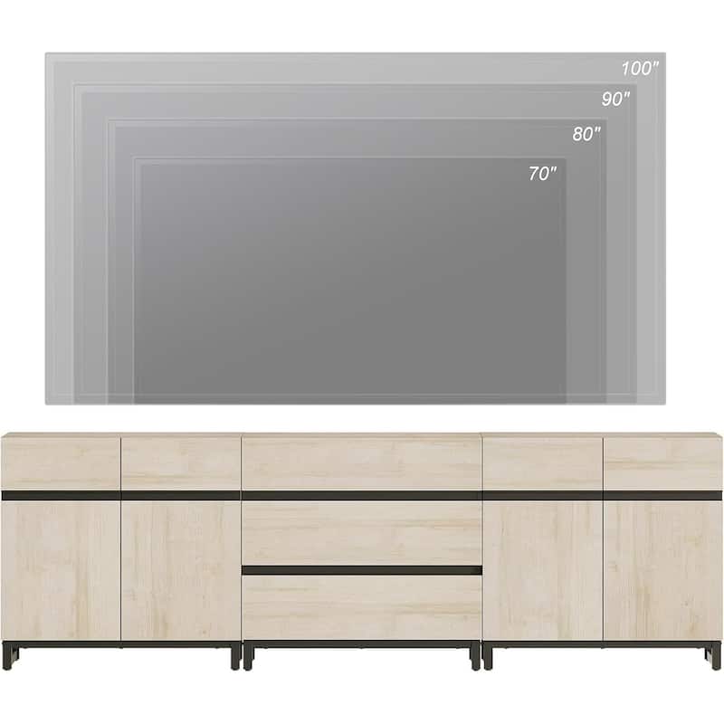 WAMPAT Modern TV Stand for TVs up to 100 inch, 3 in 1 TV Console with Adjustable Shelves and 3 Drawers for Living Room,Bedroom