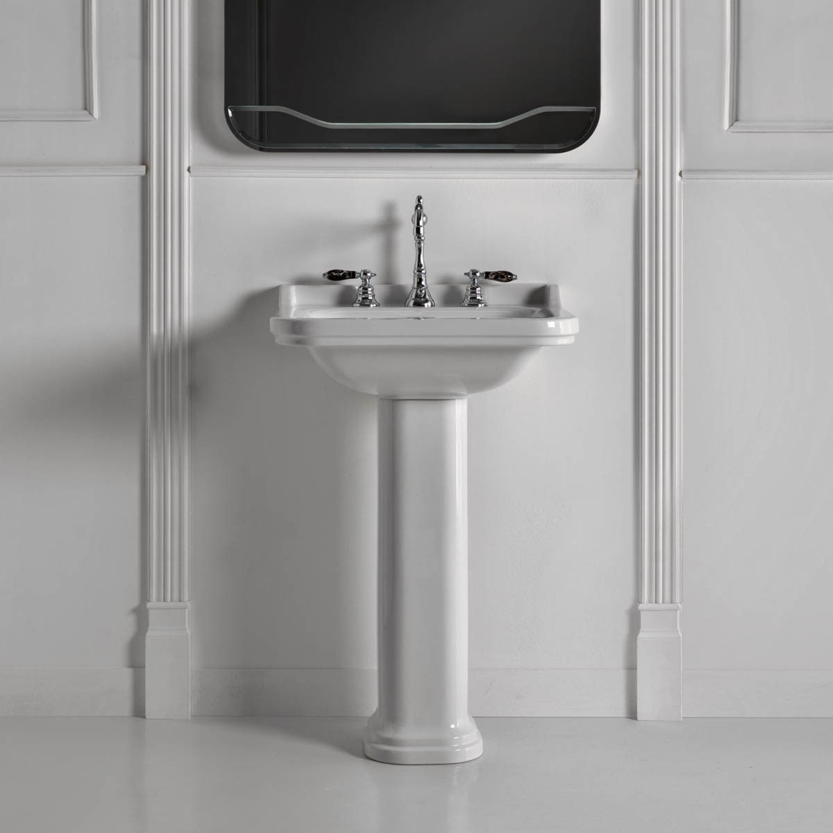 WS Bath Collections Waldorf Ceramic White 23-3/5" Pedestal Bathroom