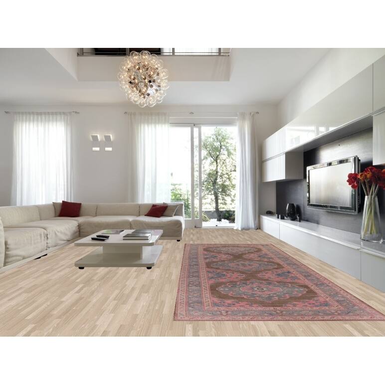Hand Knotted Oriental 100% Wool Carpet Transitional All-Over Pink Oushak Area Rug - 16' 11'' X 6' 10''