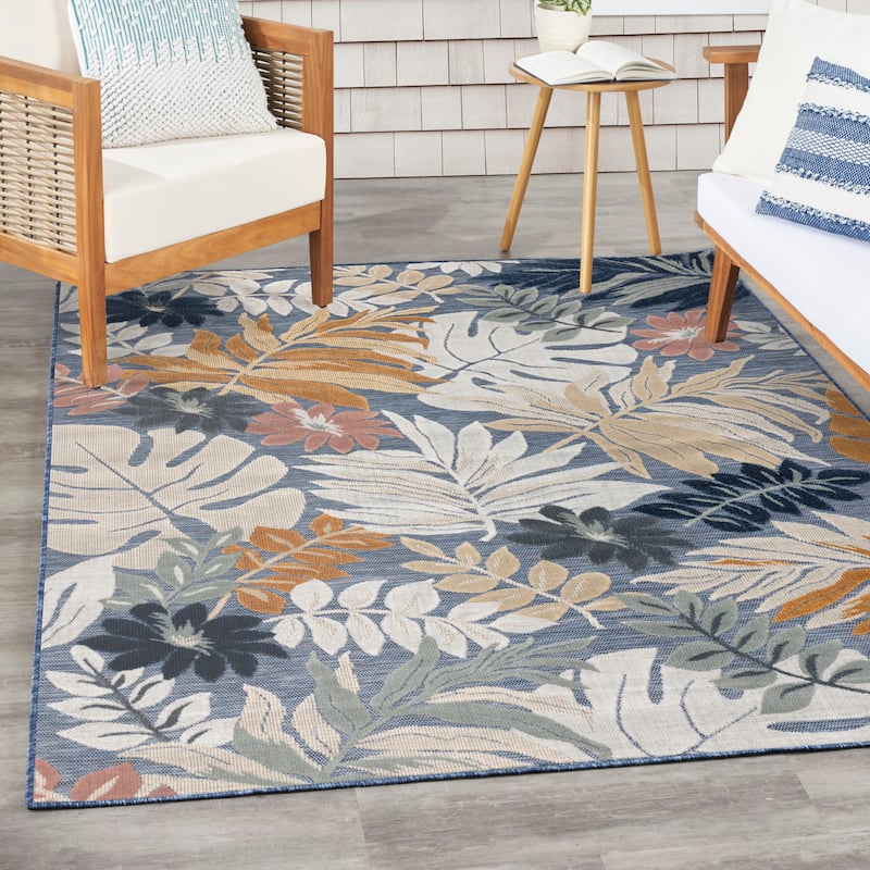 Nourison Suncoast Indoor/Outdoor Tropical Floral Area Rug - Denim/Multicolor - 4' x 6'