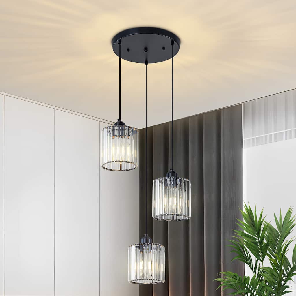 Starsky 3-Light Modern Linear / Cluster Pendant Light with Glass Shade