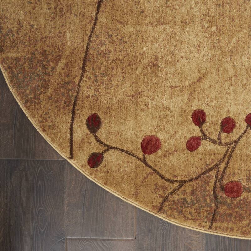 Power Loomed Geometric Floral Area Rug - 4' Round