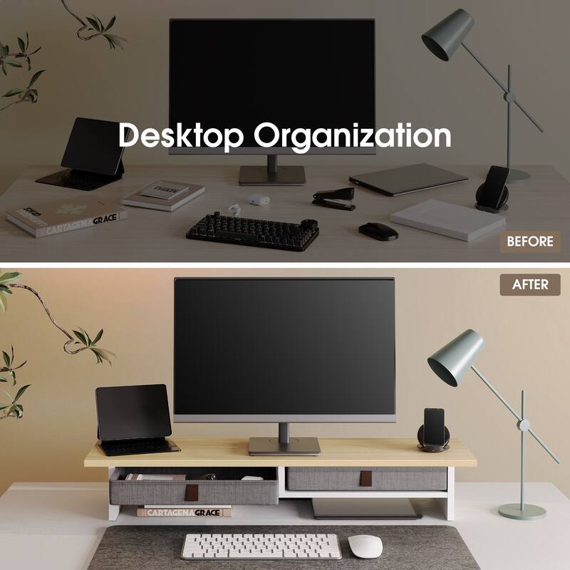 Fenge Dual Monitor Stand, 2 Tiers Monitor Riser for Desk