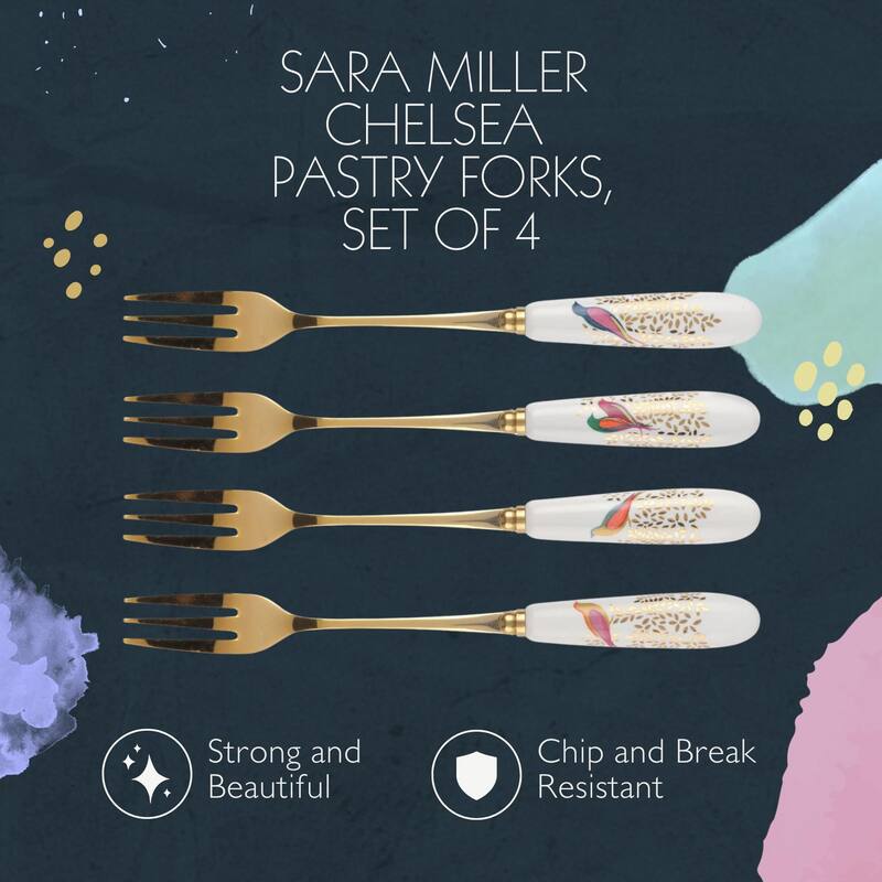 Sara Miller London Chelsea for Portmeirion Set of 4 Pastry Forks - 6 Inch