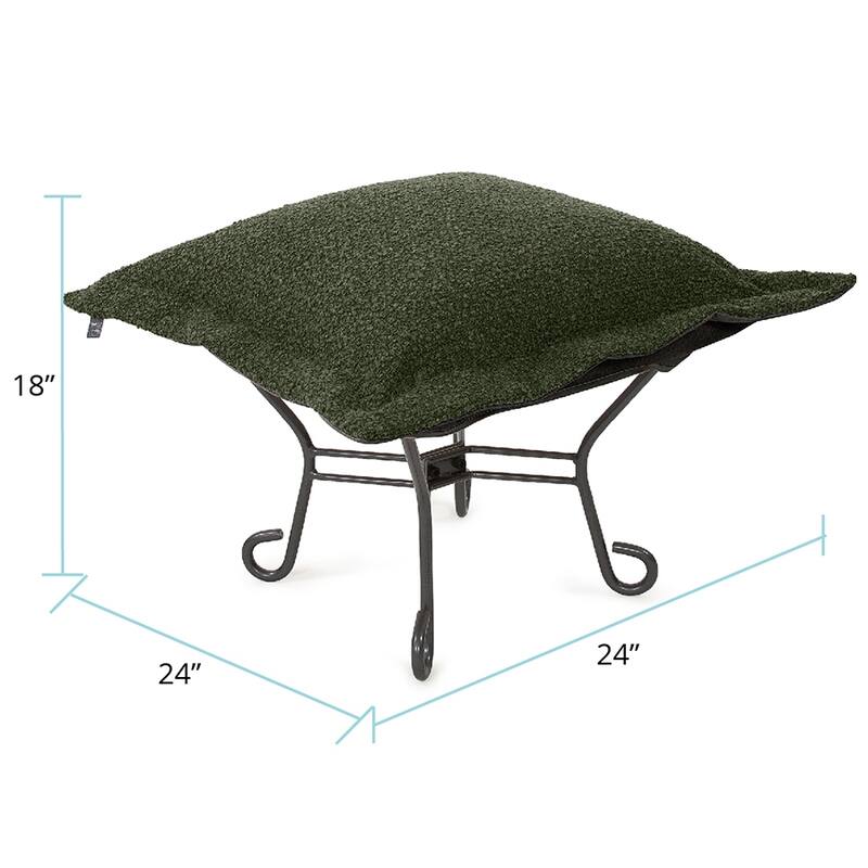 Allan Andrews Scroll Puff Ottoman with Titanium Frame & Cover, Barbet Collection