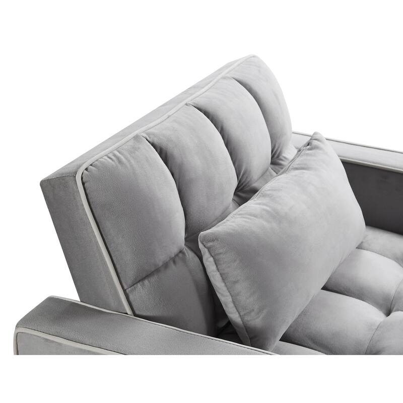 Sleeper Chair Sofa Bed with USB & Type-C Charging, Pull-Out Chaise Lounge, and Cup Holders