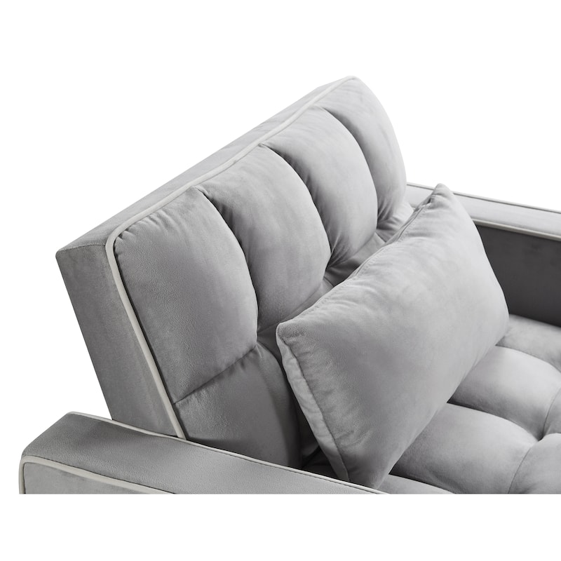 Velvet Single Convertible Sofa Bed with USB Charging Port