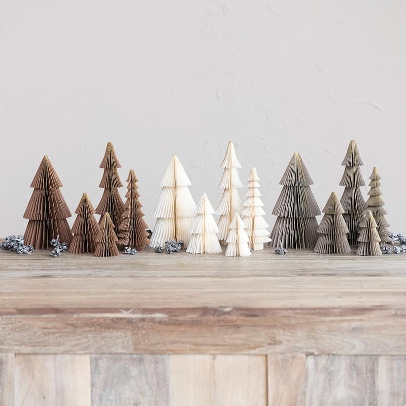 Paper Folding Honeycomb Trees with Glitter, Set of 5 - Multi - Multi