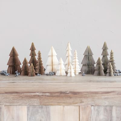 Paper Folding Honeycomb Trees with Glitter, Set of 5 - Multi