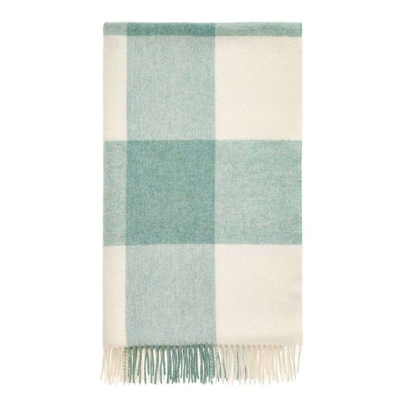 Pastel Blockcheck Eucalyptus, Merino Lambswool Throw